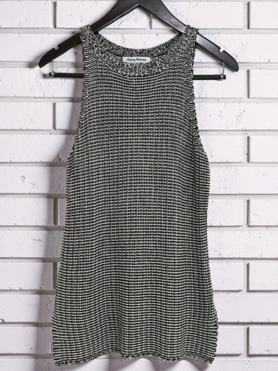 Tommy Bahama Tops - Tommy Bahama Crochet Knit Sleeveless Tunic Black White S